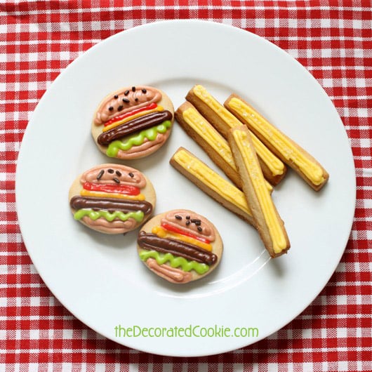 burger and fries cookies