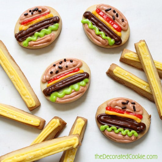 burger and fries cookies