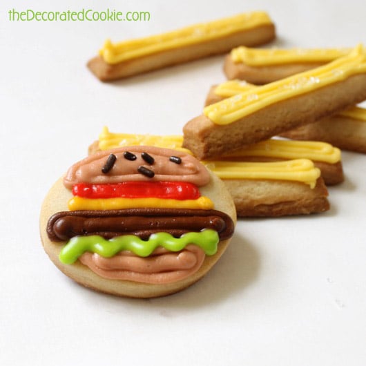 burger and fries cookies