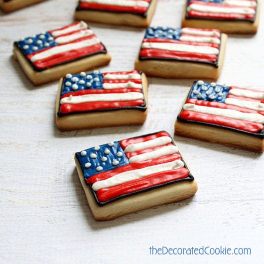 how to make American flag cookies - 4th of July or Memorial Day 