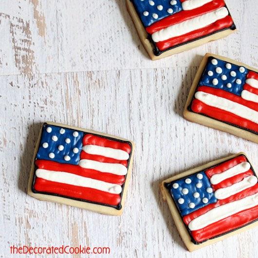 how to make American flag cookies - 4th of July or Memorial Day 