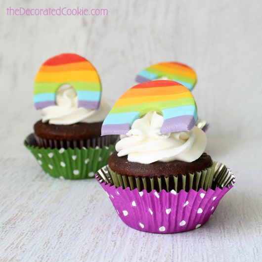 how to make fondant rainbow cupcake toppers 