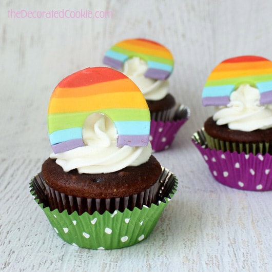 how to make fondant rainbow cupcake toppers 