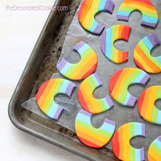 rainbow fondant cupcake topper