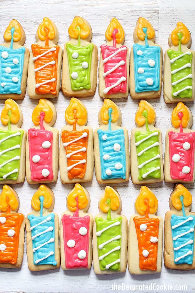 how to make birthday candle cookies: A simple decorated cookie for any birthday celebration. #birthdaycookies #cookiedecorating #birthdaycandles 