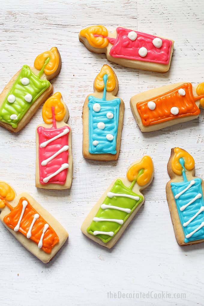 how to make birthday candle cookies: A simple decorated cookie for any birthday celebration. #birthdaycookies #cookiedecorating #birthdaycandles 