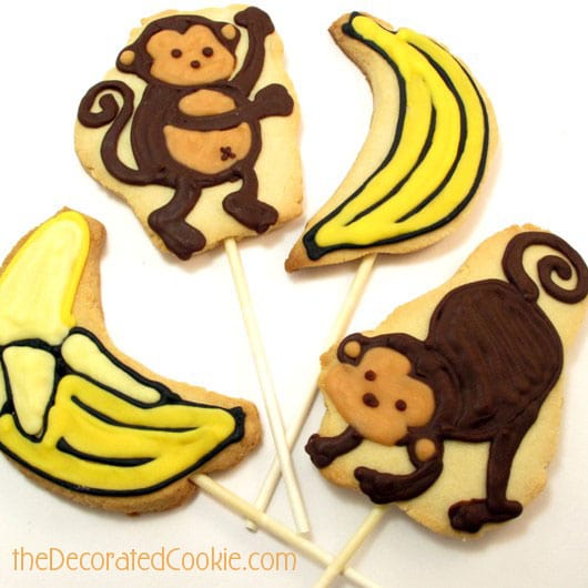 Monkey and Banana Decorated Cookies