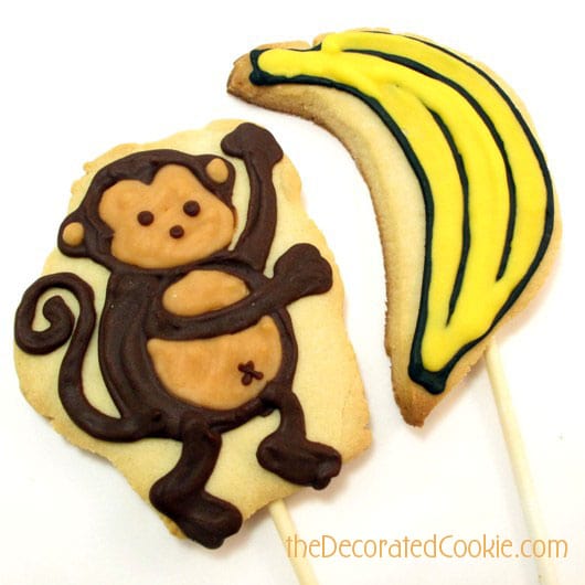 Monkey and Banana Decorated Cookies