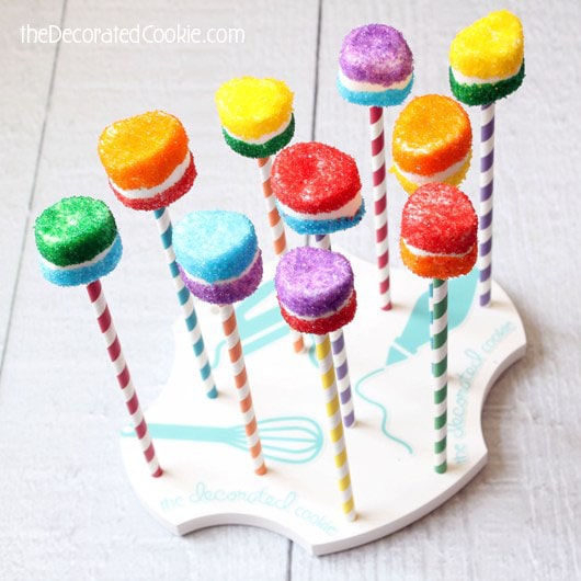 rainbow striped marshmallow pops 