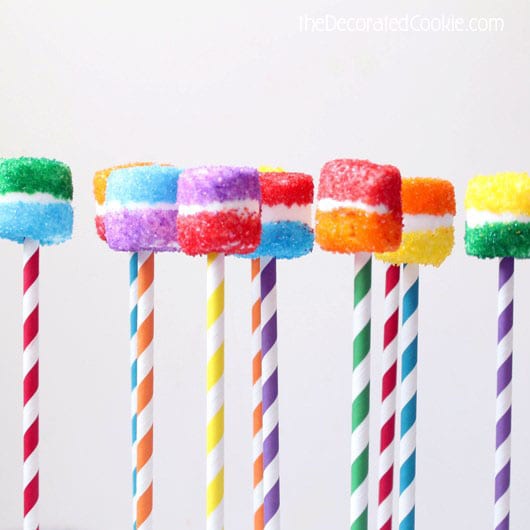 rainbow marshmallow pops
