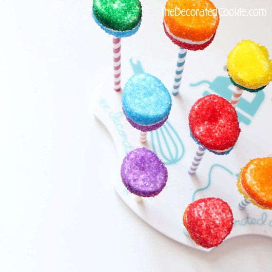 rainbow striped marshmallow pops 