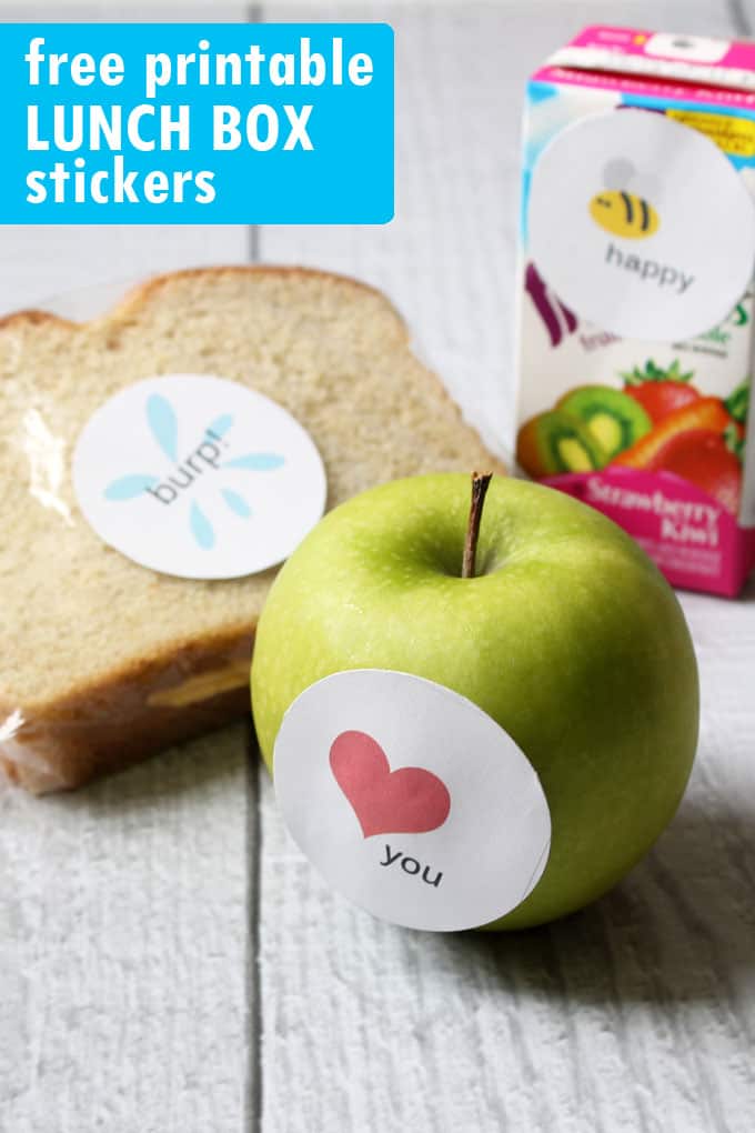 LUNCH BOX STICKERS! Surprise the kids when they go back to school with these free printables for lunch box stickers.