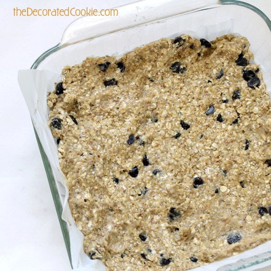 healthy banana oatmeal chocolate chip bar cookies