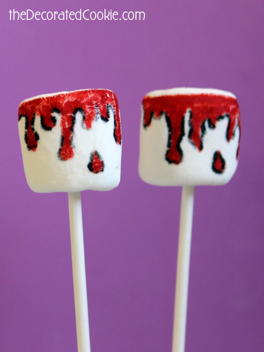 bloody halloween marshmallow pops