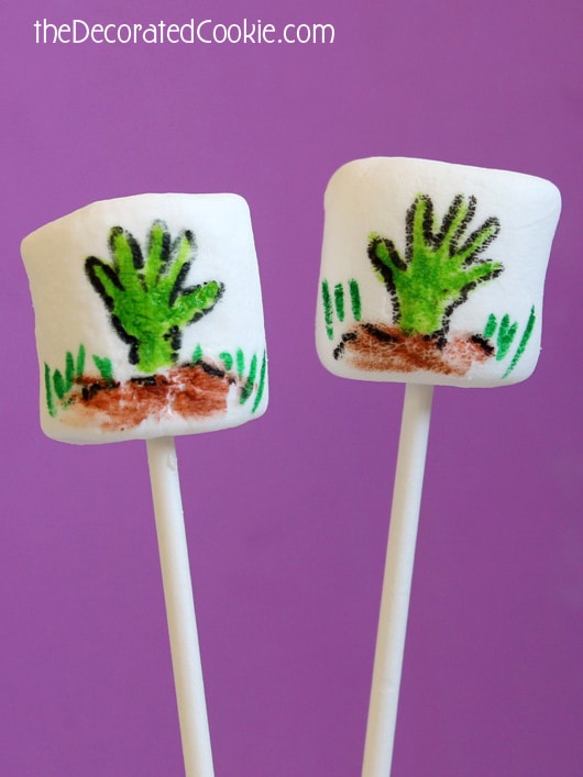 zombie hand marshmallows for Halloween 