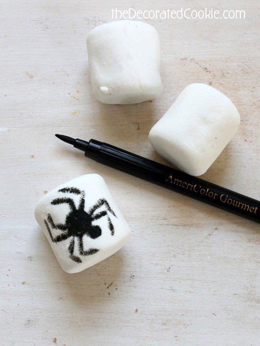 spider marshmallows for Halloween