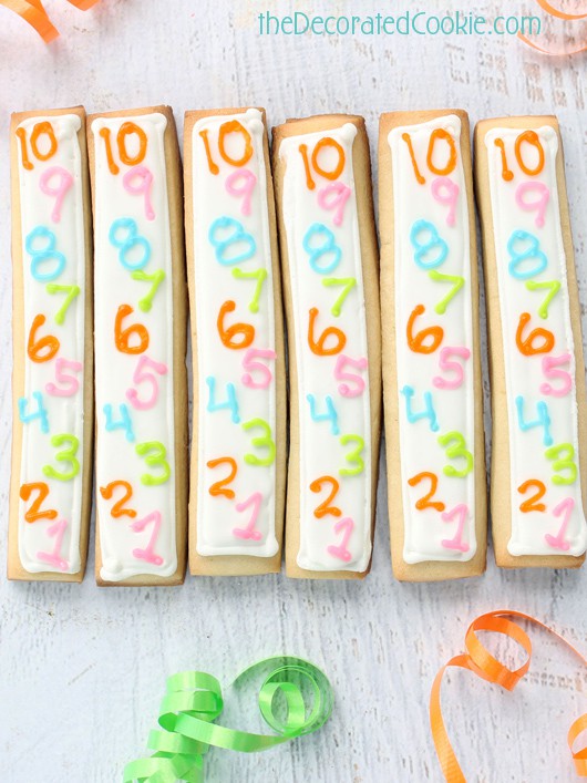 countdown cookie sticks for New Year's Eve