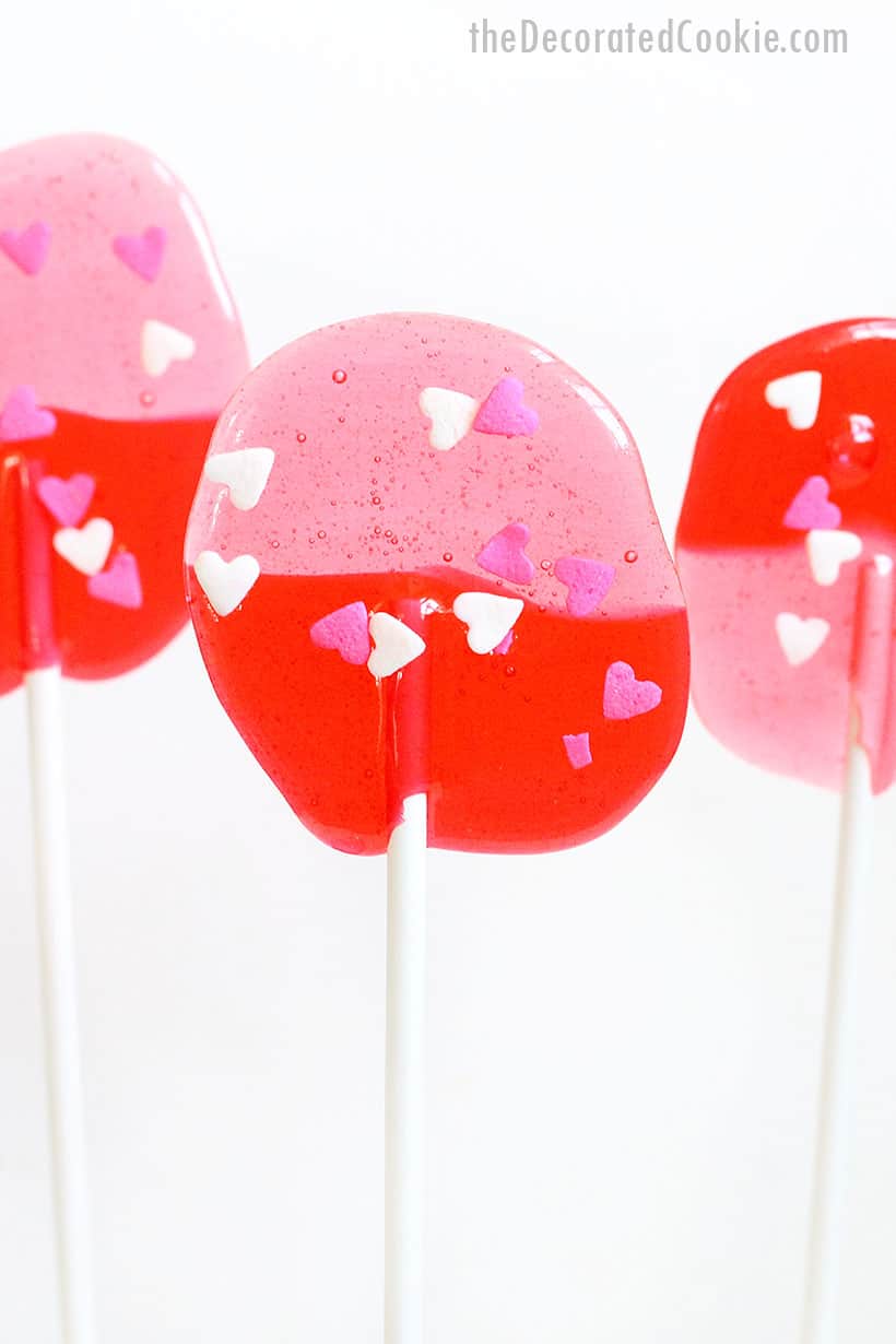 pink and red Jolly Rancher lollipops for Valentine's Day 