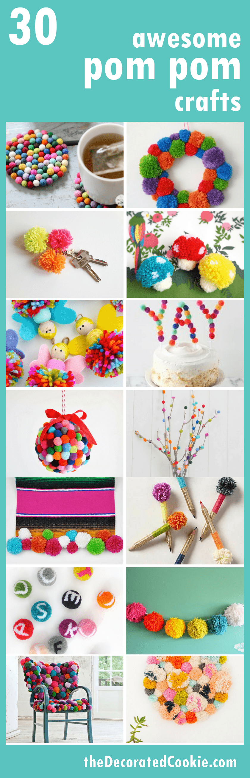 A roundup of POM POM CRAFTS-- home decor, accessories, toys