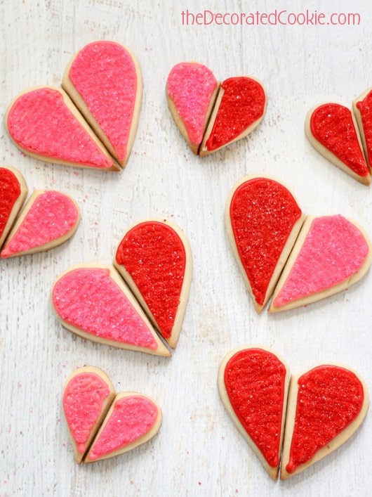 heart half cookies for Valentine's Day