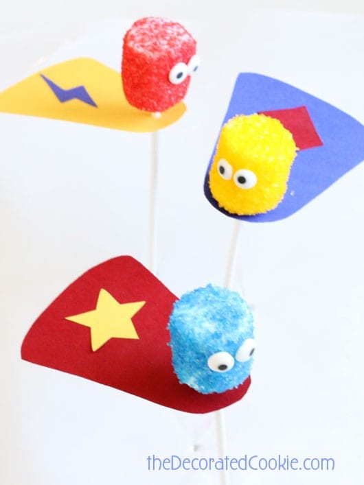 superhero marshmallow pops