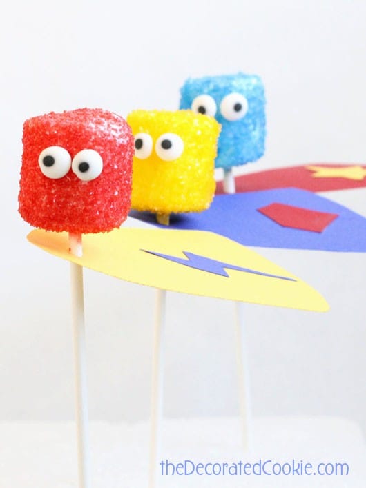 superhero marshmallow pops