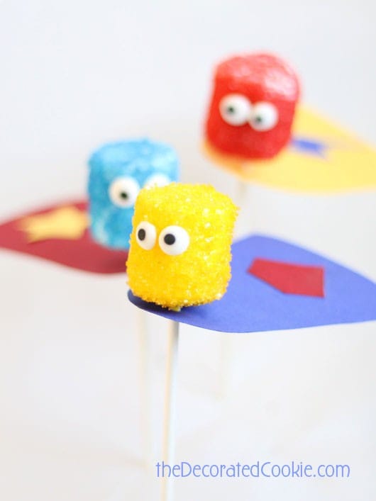 superhero marshmallow pops