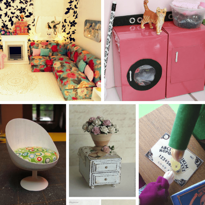 30 DIY dollhouse furniture links PLUS how to make a pom pom armchair