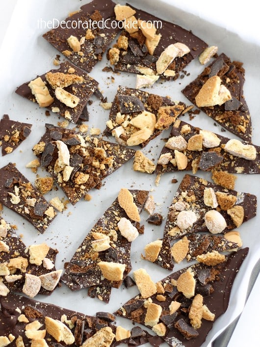 Girl Scout Cookies chocolate bark