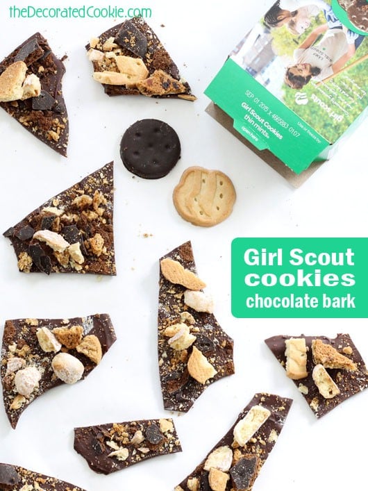 Girl Scout Cookies chocolate bark