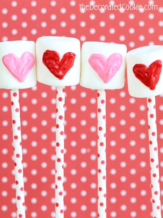 candy heart marshmallow pops for Valentine's Day