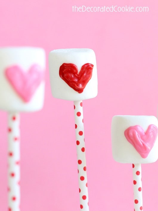 candy heart marshmallow pops for Valentine's Day
