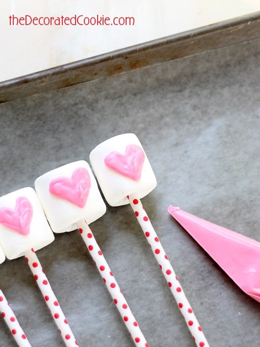 candy heart marshmallow pops for Valentine's Day