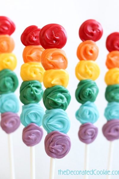 how to make rainbow candy pops
