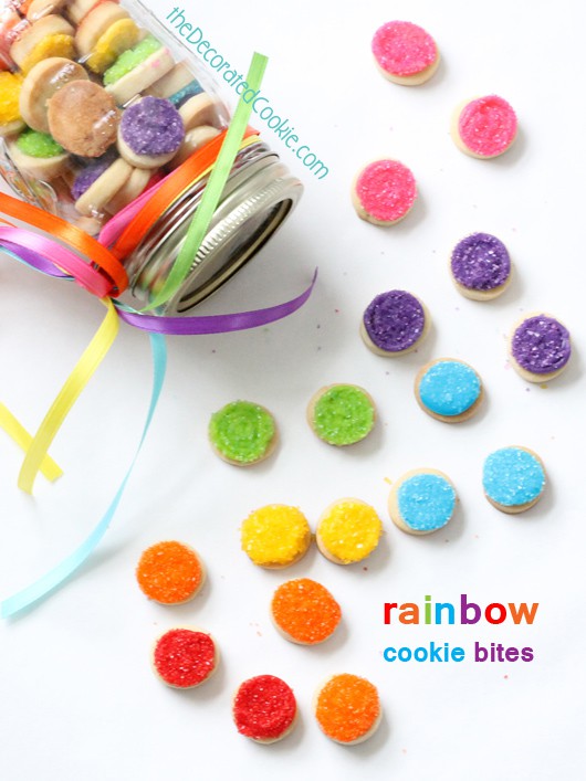 jar of sparkly rainbow cookie bites