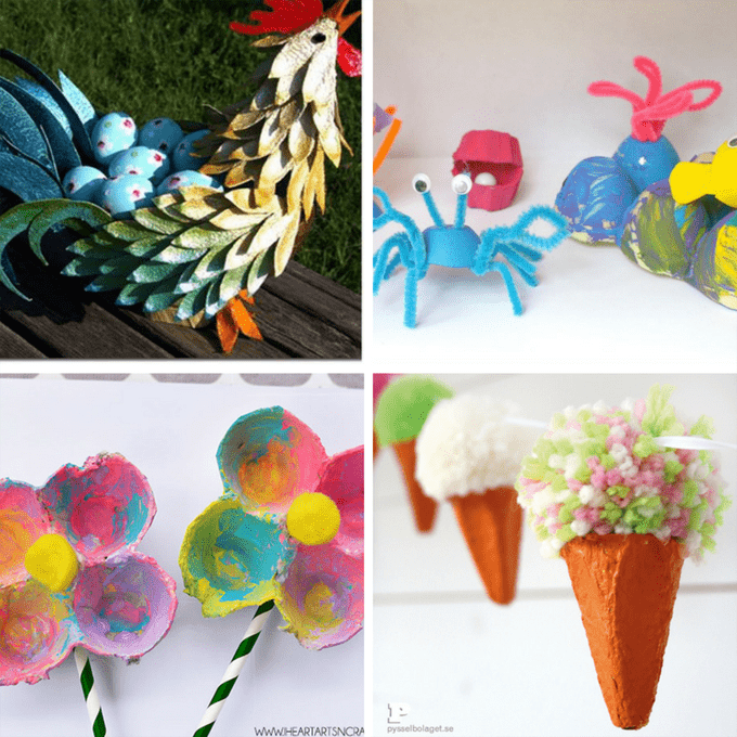 roundup of amazing egg carton crafts for kids and adults