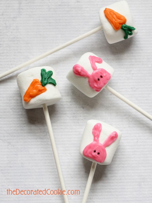 bunny and carrot marshmallow pops for Easter