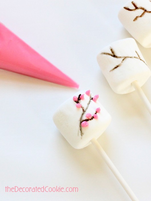 cherry blossom marshmallow pops