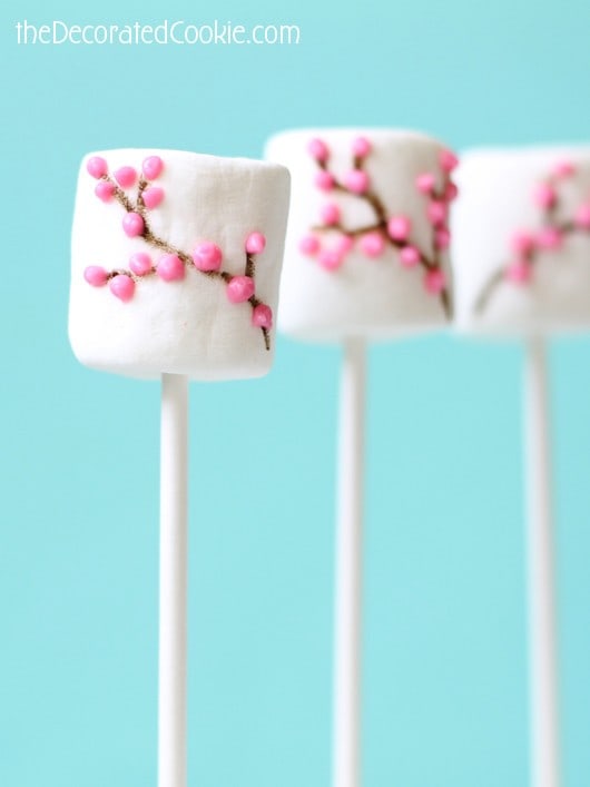 cherry blossom marshmallow pops 