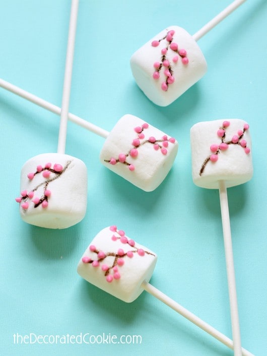 cherry blossom marshmallow pops 