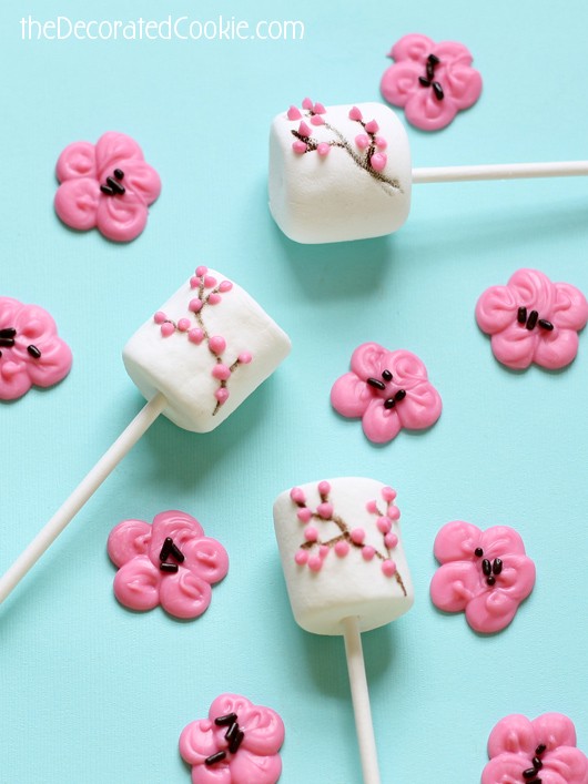 cherry blossom marshmallow pops 