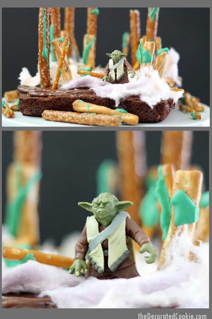 STAR WARS BROWNIES with Yoda and the dagobah system 