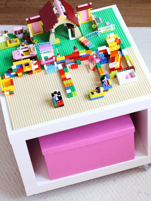 This easy LEGO table IKEA hack is a play table and storage all in one