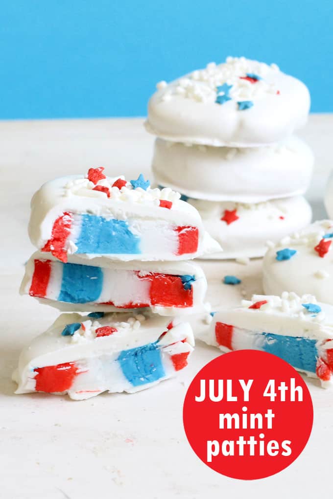 4th of July desserts idea: Red, white, and blue homemade peppermint patties recipe
