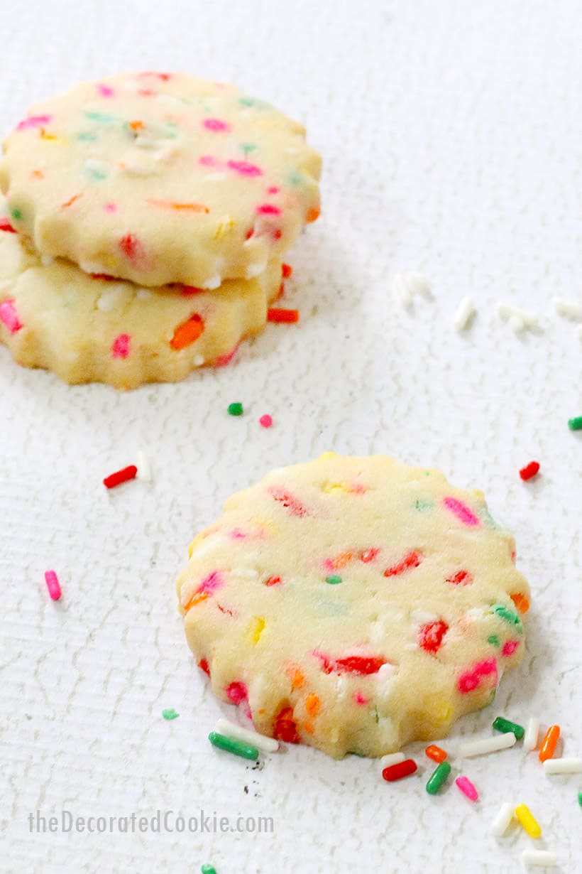delicious rainbow sprinkle shortbread cookies
