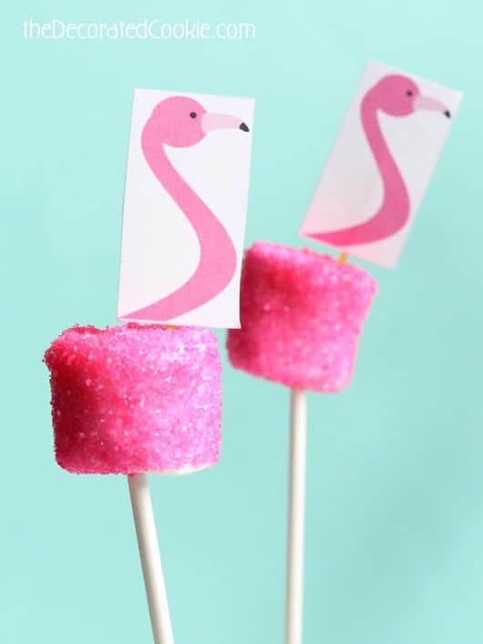 flamingo marshmallow pops with free printable