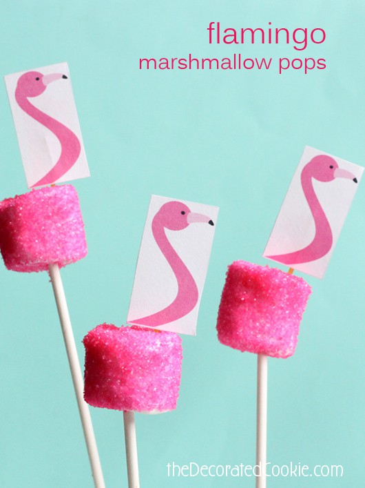 flamingo marshmallow pops with FREE printable