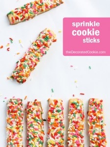 sprinkle cookie sticks, a fun birthday, unicorn, or rainbow party idea