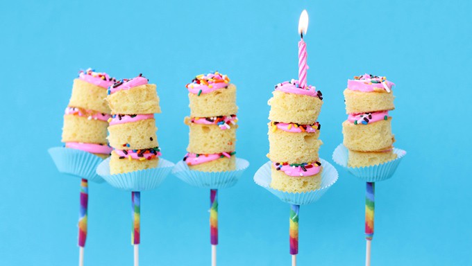 birthday cake on a stick, kabobs 