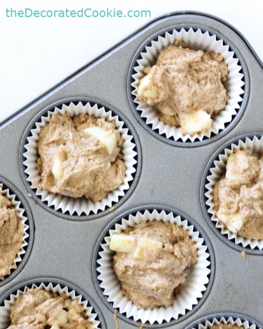 Pancake mix apple muffins Healthy fall snack made with whole wheat mix.